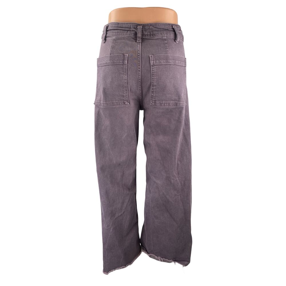 Zara The Marine Purple Raw Frayed Hem Flare Palazzo Wide Leg Denim Jeans Pants 6 - Picture 4 of 5